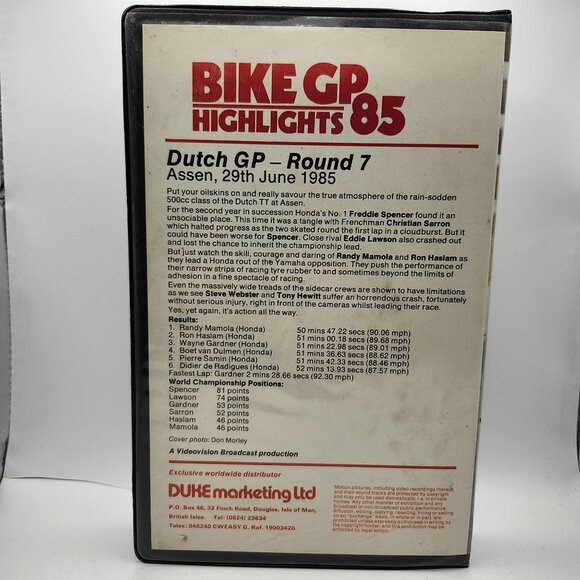 Bike GP Highlights 85 VHS Dutch GP Round 7 Assen 250CC 500CC - Picture 2 of 5